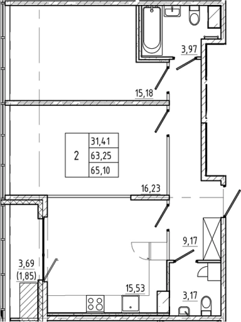 Купить двухкомнатную квартиру в ЖК Регенбоген в Санкт-Петербурге. Вариант № 7598395, 0, площадь -  квм, цена 27213201 рублей