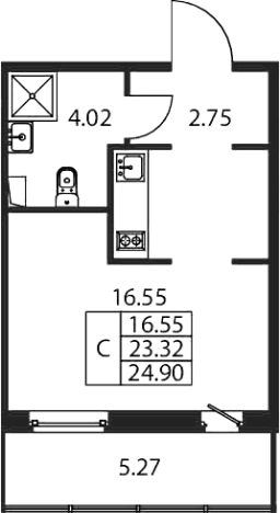 Купить Студию у метро Девяткино в Мурине. Вариант № 7267380, 0, площадь -  квм, цена 4658888 рублей