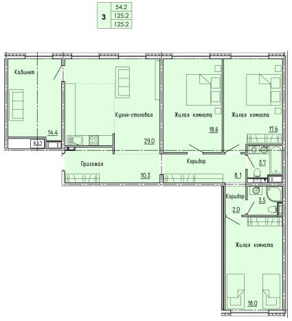 Купить трехкомнатную квартиру на вторичке в Микрорайоне Ново-Западная Поляна, Первомайский район в Пензе. Вариант № 69496, 0, площадь -  квм, цена 12144400 рублей