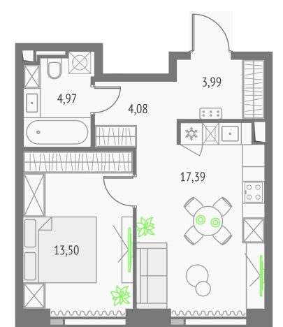 Купить однокомнатную квартиру у метро Бутырская  в Москве. Вариант № 151201, 0, площадь -  квм, цена 26655304 рублей