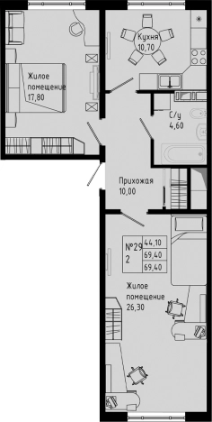 Купить двухкомнатную квартиру в Коммунаре. Вариант № 8472792, 0, площадь -  квм, цена 7842200 рублей
