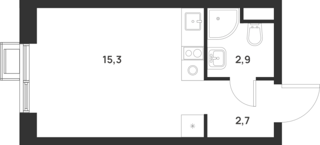 Купить Студию у метро Корниловская в Москве. Вариант № 10415133, 0, площадь -  квм, цена 8677480 рублей