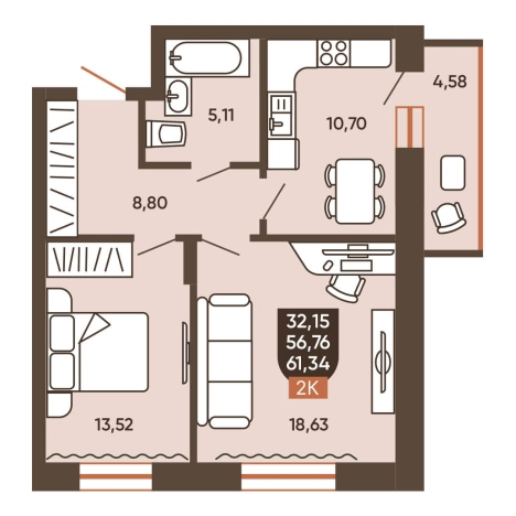 Купить двухкомнатную квартиру в районе Калининский в Новосибирске. Вариант № 8881592, 0, площадь -  квм, цена 6920000 рублей