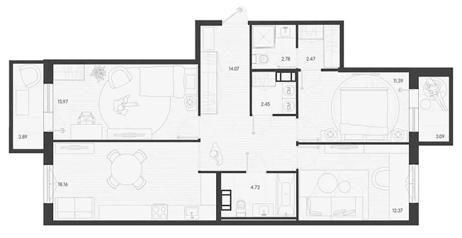 Купить трехкомнатную квартиру в ЖК Дубровка.Park в Ленинградской области. Вариант № 6607858, 0, площадь -  квм, цена 12000000 рублей