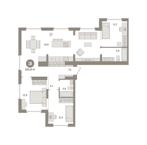 Купить трехкомнатную квартиру у метро Домодедовская в Московской области. Вариант № 8555473, 0, площадь -  квм, цена 16460000 рублей