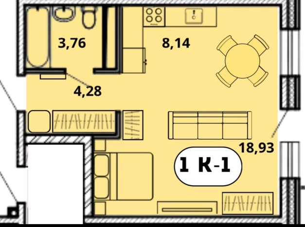 . Вариант № 121901, 0, площадь - 37.17 квм, цена 5724180 рублей