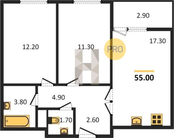 Купить двухкомнатную квартиру в ЖК Истории в Ижевске. Вариант № 62033, 0, площадь -  квм, цена 4476640 рублей