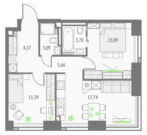 Купить двухкомнатную квартиру у метро Бутырская в Москве. Вариант № 151126, 0, площадь -  квм, цена 36048657 рублей