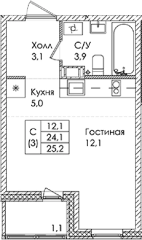 Купить Студию в ЖК Ермак в Ленинградской области. Вариант № 6609953, 0, площадь -  квм, цена 3951000 рублей