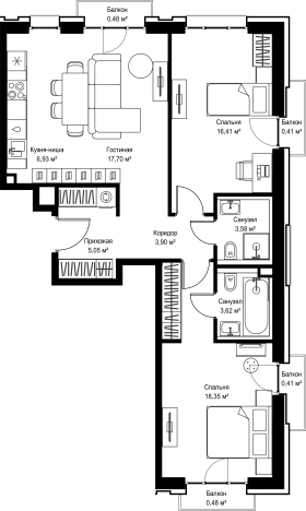Купить двухкомнатную квартиру в районе Западное Дегунино в Москве. Вариант № 3655034, 0, площадь -  квм, цена 43801780 рублей