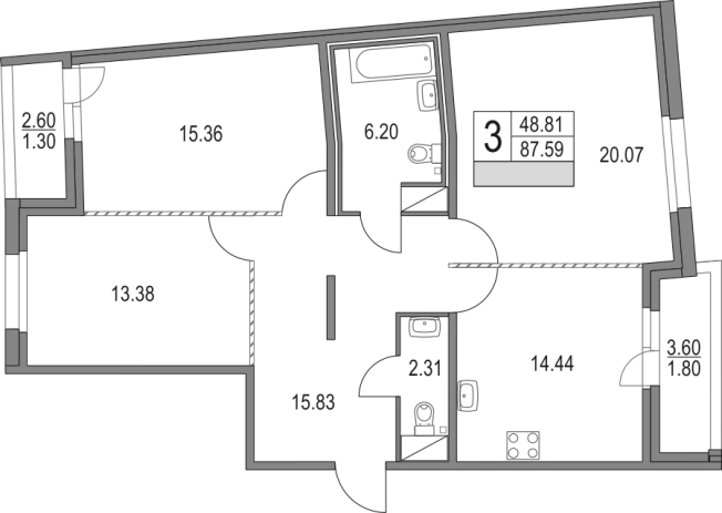 Купить трехкомнатную квартиру у метро Пионерская в Санкт-Петербурге. Вариант № 67206, 0, площадь -  квм, цена 22902800 рублей