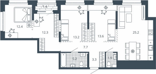 Купить квартиру в новостройках в районе Ленинский в Пензе. Вариант № 9697038, 0, площадь -  квм, цена 12544000 рублей