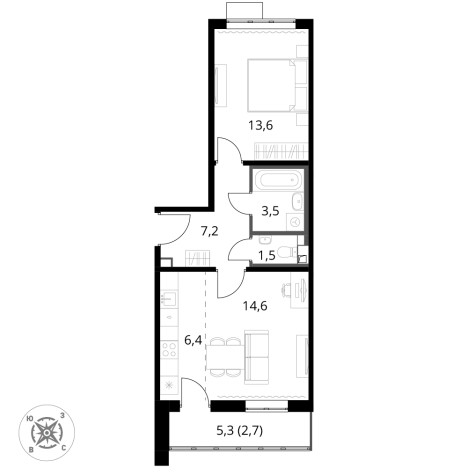 Купить двухкомнатную квартиру в ЖК 1-й Шереметьевский в Химках. Вариант № 9825887, 0, площадь -  квм, цена 15795450 рублей