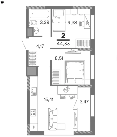 Купить двухкомнатную квартиру в новостройках у метро Мякинино в Московской области. Вариант № 58925, 2, площадь -  квм, цена 5700000 рублей
