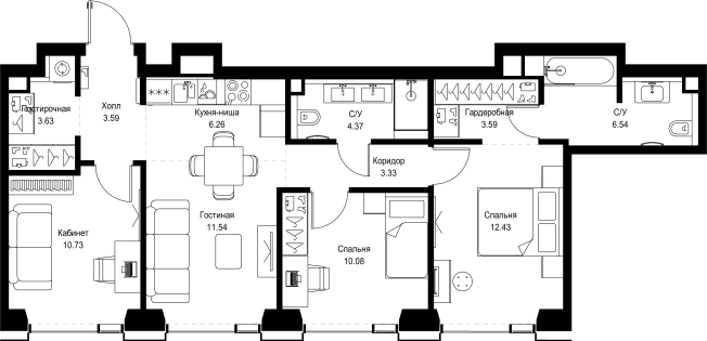 Купить трехкомнатную квартиру в новостройках в ЖК SET в Москве. Вариант № 10349833, 0, площадь -  квм, цена 41575576 рублей
