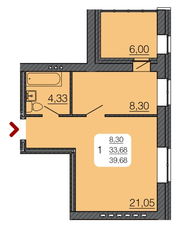 Купить однокомнатную квартиру в Семилуках. Вариант № 2178141, 0, площадь -  квм, цена 3484600 рублей