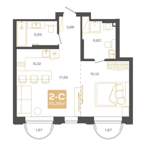 Купить двухкомнатную квартиру на улице Мусы Джалиля в Новосибирске. Вариант № 9960932, 0, площадь -  квм, цена 13525000 рублей
