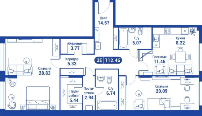 Купить трехкомнатную квартиру в новостройках у метро Алексеевская в Москве. Вариант № 77125, 0, площадь -  квм, цена 42180450 рублей