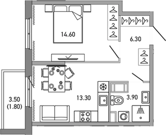 Купить однокомнатную квартиру на улице Ларина в Сертолове. Вариант № 4838937, 0, площадь -  квм, цена 6538784 рублей