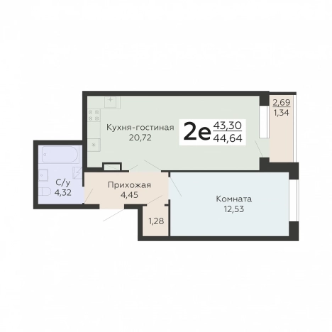 Купить двухкомнатную квартиру в ЖК Никитинские сады в Воронеже. Вариант № 2896358, 0, площадь -  квм, цена 4932720 рублей