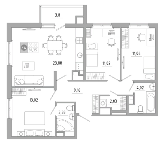Купить трехкомнатную квартиру на улице Оружейная в Туле. Вариант № 71342, 0, площадь -  квм, цена 7075010 рублей