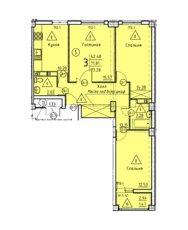 Купить трехкомнатную квартиру в новостройках в ЖК Жилой комплекс "Арбековская застава" в Пензе. Вариант № 69577, 0, площадь -  квм, цена 8207360 рублей