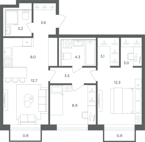 Купить трехкомнатную квартиру в ЖК Равновесие в Московской области. Вариант № 160899, 0, площадь -  квм, цена 14243115 рублей