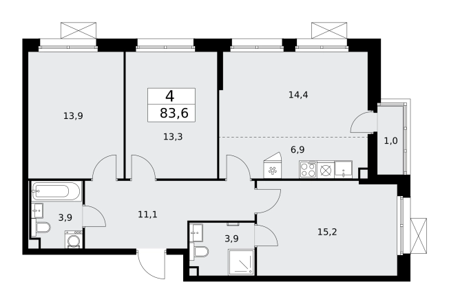 . Вариант № 143361, 0, площадь - 83.6 квм, цена 31221256 рублей