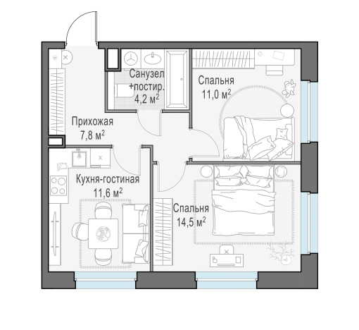 Купить двухкомнатную квартиру в новостройках в ЖК Белый Grad в Мытищах. Вариант № 167791, 0, площадь -  квм, цена 12080000 рублей