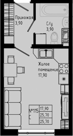 Купить Студию на улице Железнодорожная в Коммунаре. Вариант № 8472610, 0, площадь -  квм, цена 3032600 рублей