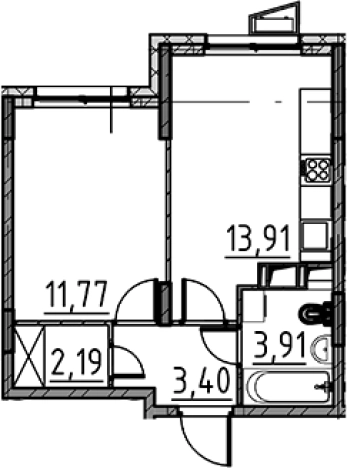 . Вариант № 8469982, 0, площадь - 35.18 квм, цена 5666717 рублей