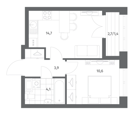 Купить однокомнатную квартиру в Ленинградской области. Вариант № 6057623, 0, площадь -  квм, цена 8022000 рублей