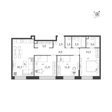 Купить квартиру в ЖК Shagal в Москве. Вариант № 164672, 0, площадь -  квм, цена 37523231 рублей