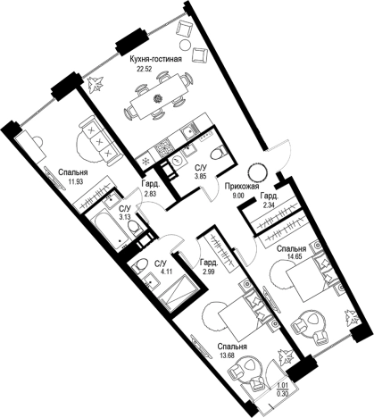 Купить многокомнатную квартиру в ЖК ID Petrogradskaya в Санкт-Петербурге. Вариант № 8342035, 0, площадь -  квм, цена 59364500 рублей