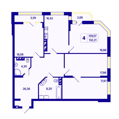 Купить четырехкомнатную квартиру в новостройках в Новосибирской области. Вариант № 10056505, 0, площадь -  квм, цена 14580000 рублей