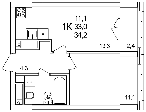 Купить однокомнатную квартиру в ЖК Анкудиновский Парк в Нижегородской области. Вариант № 114230, 0, площадь -  квм, цена 5472000 рублей