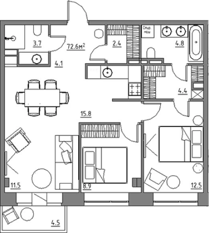 Купить трехкомнатную квартиру в Видном. Вариант № 3573338, 0, площадь - квм, цена 12463949 рублей