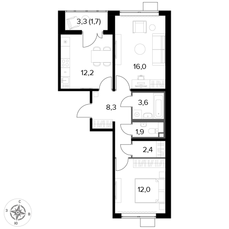 Купить квартиру в ЖК 1-й Лермонтовский в Люберцах. Вариант № 9876785, 0, площадь -  квм, цена 17933600 рублей