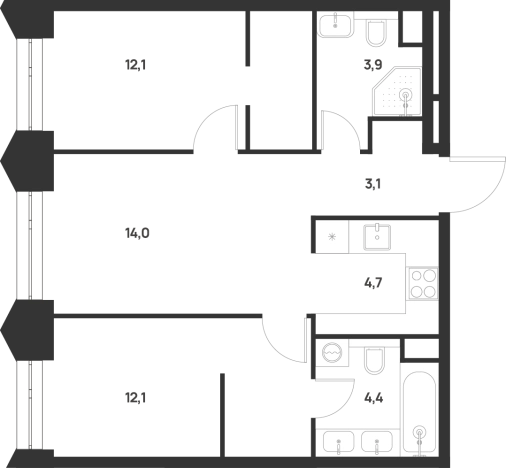 Купить двухкомнатную квартиру в новостройках у метро Новохохловская в Москве. Вариант № 10427618, 0, площадь -  квм, цена 22567351 рублей