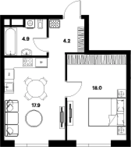 Купить двухкомнатную квартиру у метро Спартак в Москве. Вариант № 128091, 0, площадь -  квм, цена 21698640 рублей