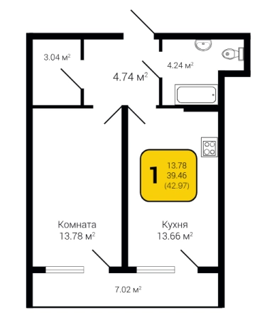Купить квартиру в ЖК Галактика 2 в Воронеже. Вариант № 9955795, 0, площадь -  квм, цена 5186479 рублей