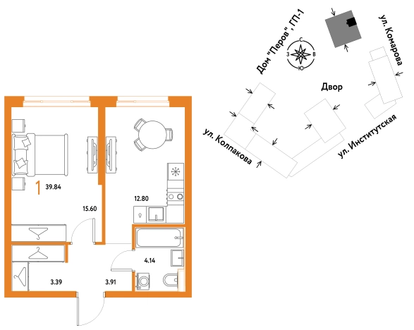 . Вариант № 10440521, 0, площадь - 39.84 квм, цена 15933333 рублей