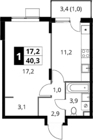 Купить однокомнатную квартиру на улице Юбилейный проспект в Химках. Вариант № 9822068, 0, площадь -  квм, цена 12400310 рублей