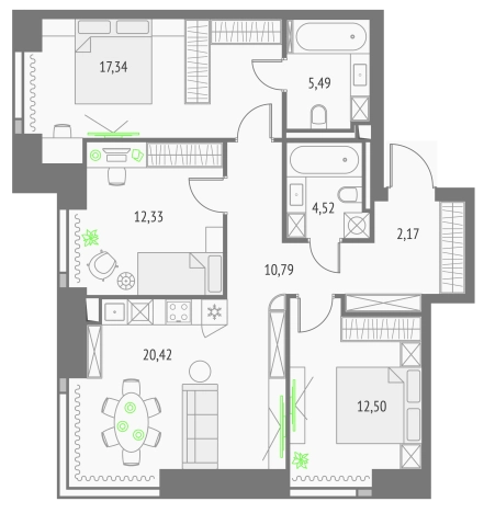 Купить трехкомнатную квартиру у метро Бутырская в Москве. Вариант № 152092, 0, площадь -  квм, цена 43964012 рублей