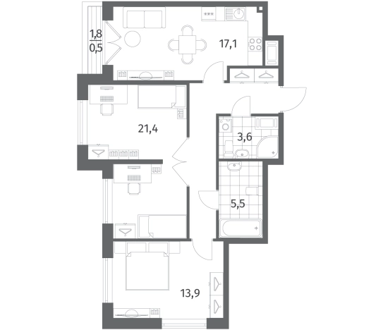Купить трехкомнатную квартиру в ЖК Парусная 1 в Санкт-Петербурге. Вариант № 7265898, 0, площадь -  квм, цена 26254000 рублей