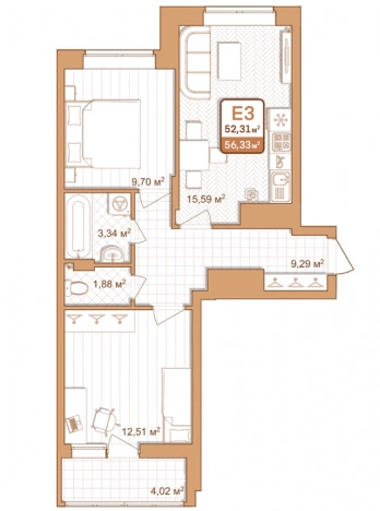 Купить квартиру в новостройках в Тульской области. Вариант № 79138, 0, площадь -  квм, цена 4900710 рублей