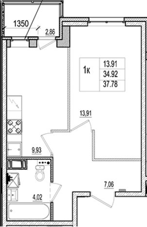 Купить однокомнатную квартиру в Коммунаре. Вариант № 6964271, 0, площадь -  квм, цена 5698700 рублей