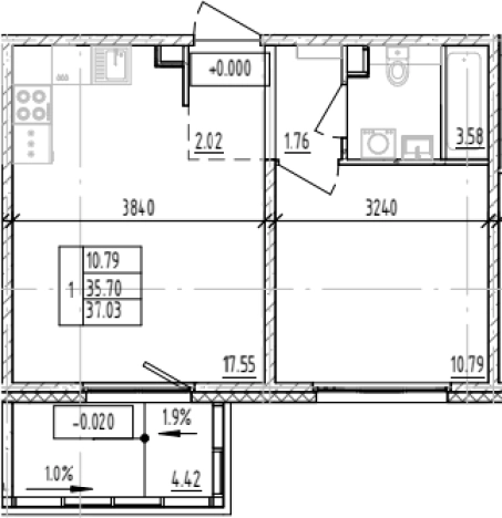 Купить однокомнатную квартиру в новостройках на улице Большая Балтийская в Ленинградской области. Вариант № 6854331, 0, площадь -  квм, цена 8605550 рублей