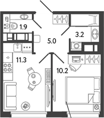 Купить однокомнатную квартиру в ЖК Гений в Санкт-Петербурге. Вариант № 6252283, 0, площадь -  квм, цена 10898391 рублей