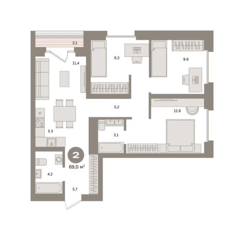 Купить двухкомнатную квартиру в новостройках в ЖК Метроном в Москве. Вариант № 125726, 0, площадь -  квм, цена 23460000 рублей